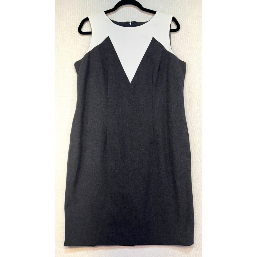 Ann Taylor Womens Colorblock Sheath Dress Size 14 Gray Ivory